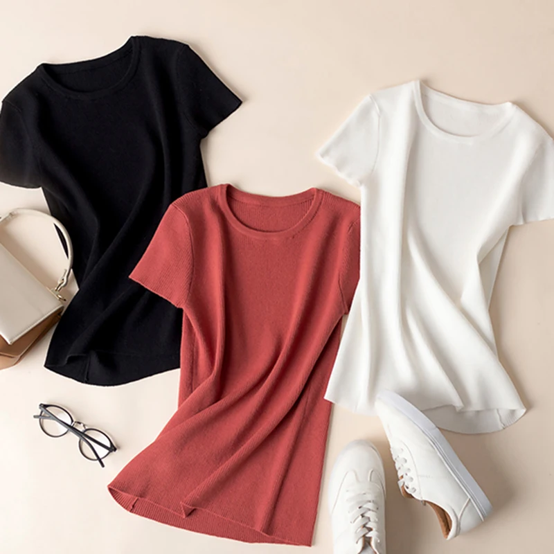 Soft Round neck Sweaters and Pullovers for Women Cashmere Vertical Short Sleeve Spring Autumn Blouse Tops Female Brand Jumper | Женская