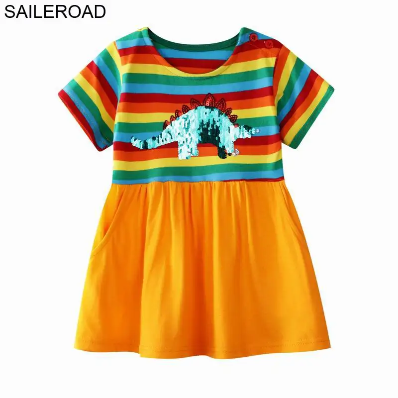 dress388 same photo ПАРУСНАЯ ПЛАТЬЕ Динозавров Платье для девочек 7лет Одежда для девочек Вышивка с пайетками для девочек Платье детские платья - Цвет: dress388 same photo