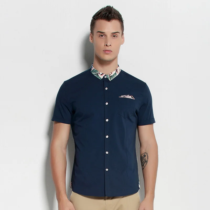 Мужская рубашка с коротким рукавом Pioneer Camp Летняя Повседневная 566083|casual shirts for