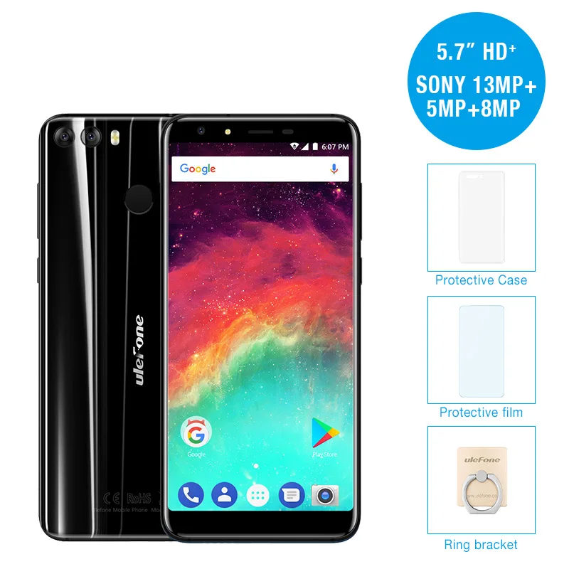 Ulefone Mix 2 5 7 дюймов HD + 13MP двойной камеры мобильный телефон MTK6737 4 ядра Android 0 ГБ 16