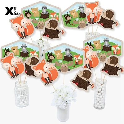 Лес животных Тема бумажная сумка тарелка посуда соломенная фольга латекс шар