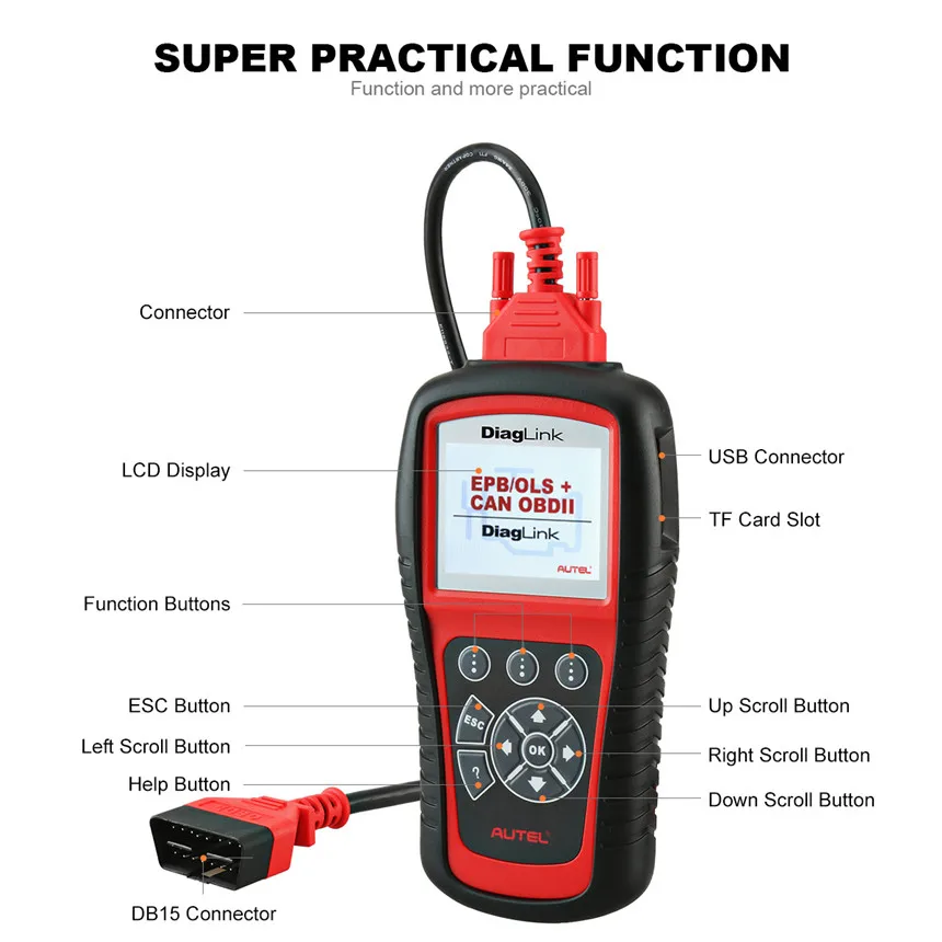 Autel Diaglink OBD2 автомобильный диагностический OBD OBDII все системы сканер автомобильный код ридер с сбросом масла EPB ABS обслуживание MD802