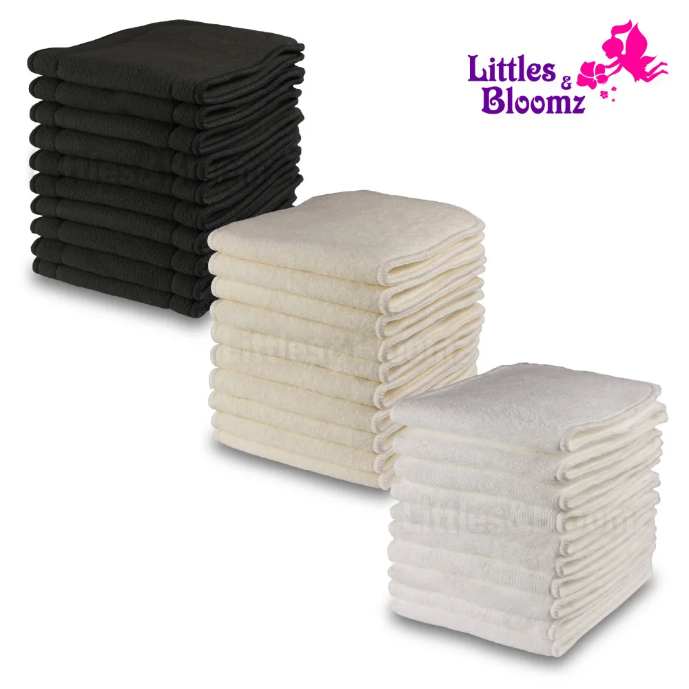 [Littles & Bloomz] 10 шт Многоразовые моющиеся вкладыши для карманных подгузников из