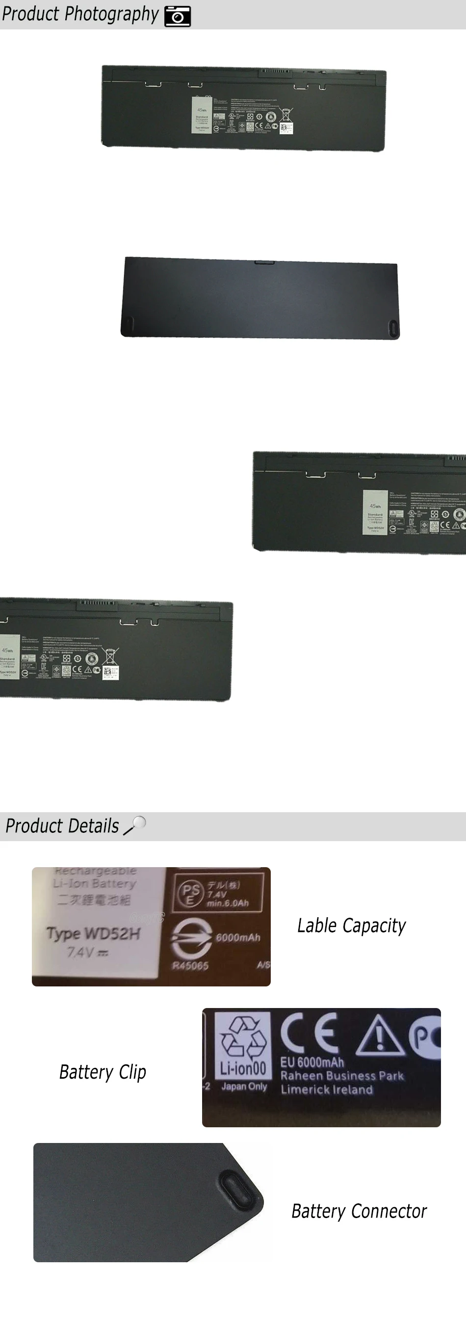 GONYTC WD52H VFV59 ноутбук Батарея для DELL Latitude E7240 E7250 W57CV 0W57CV GVD76 VFV59 Батарея 7,4 V 45WH