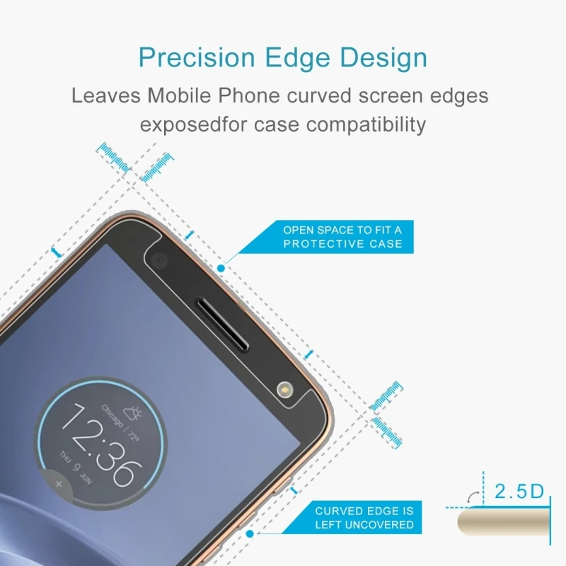 Для Motorola Moto Z Force 0 26 мм 9H твердость поверхности 2.5D полное взрывозащищенное