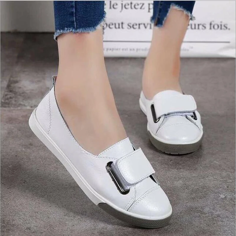 Туфли женские кожаные плоская подошва лоферы повседневная обувь для тренировок