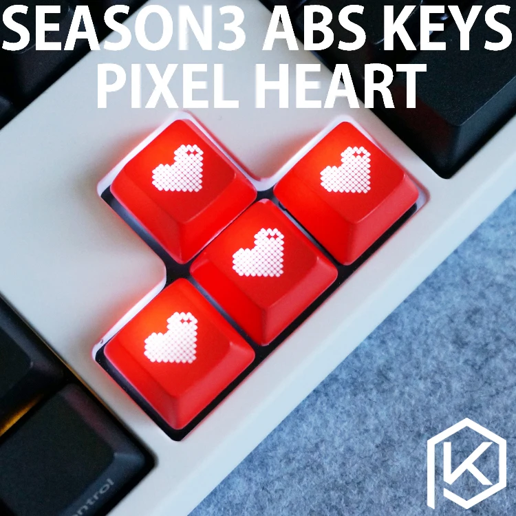 Новинка блестящие колпачки ABS гравированные, блестящие пиксели сердце Черный Красный пользовательские механические клавиатуры