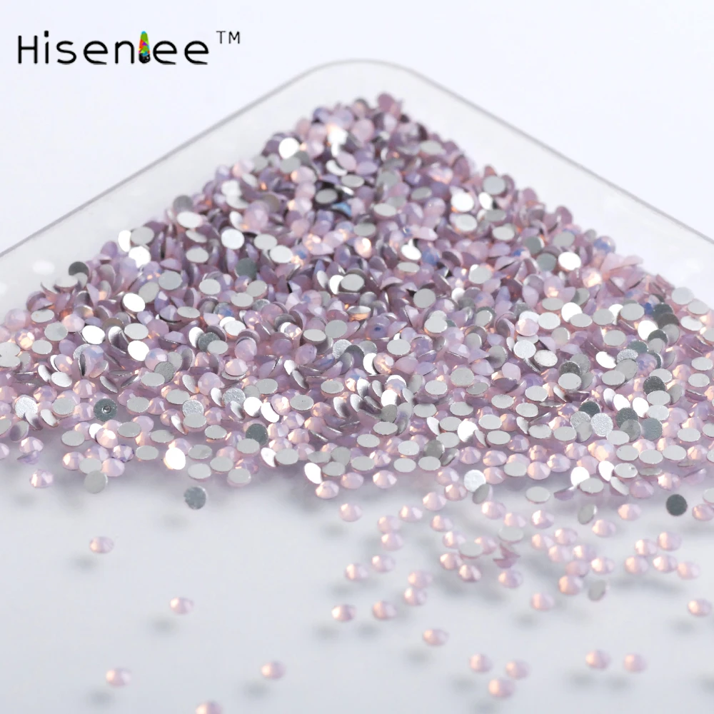 Hisenlee ss3 ss4 ss5 ss6 ss8 ss10 ss12 небольших размеров розовый опал 3D ногтей Стразы с плоской задней Стекло Стразы non HotFix камни