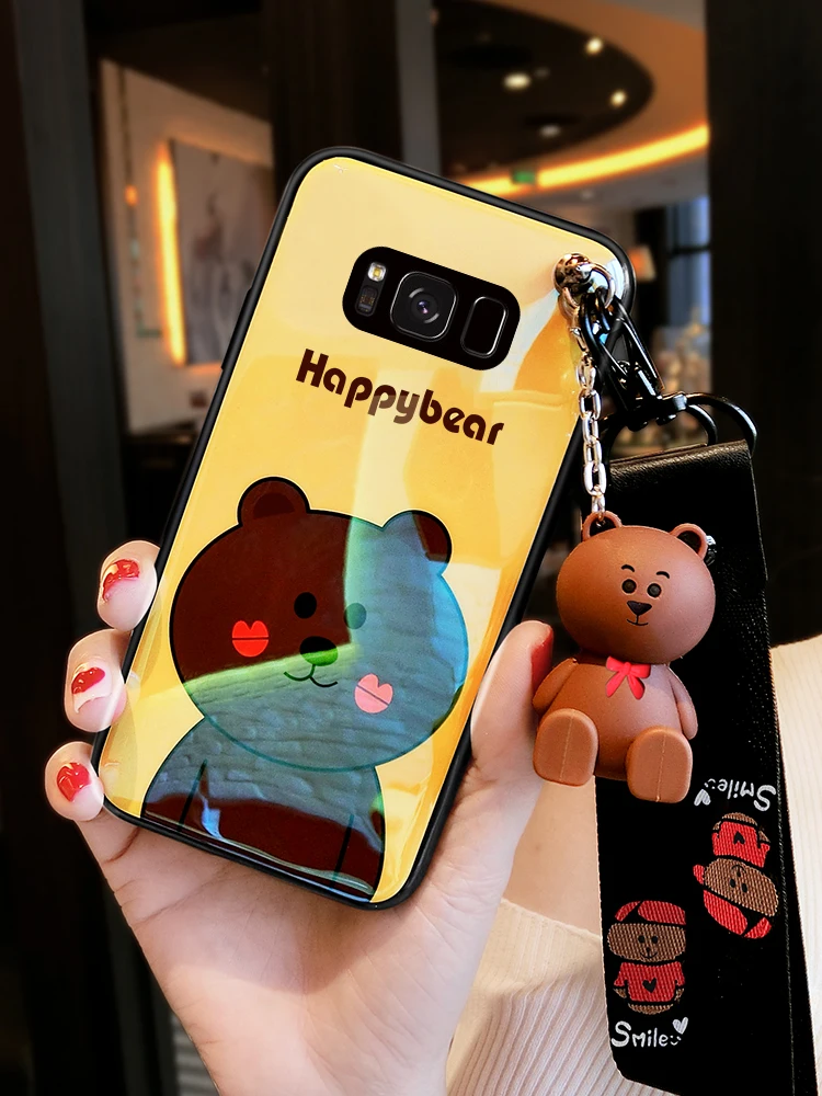 Синий свет чехол для samsung S9 S7cute медведя назад Обложка Galaxy S8 Plus подарки пары S6 края +