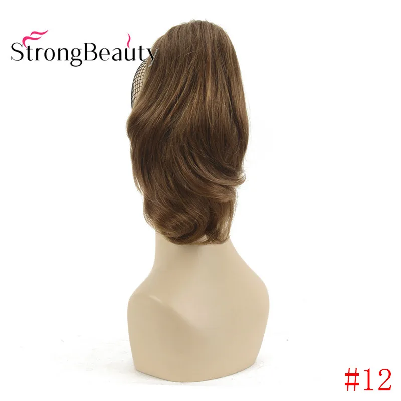 StrongBeauty 12 дюймов 10% синтетические 90% человеческие волосы короткая кудрявая заколка для хвоста в наращивание волос с зажимом для когтей