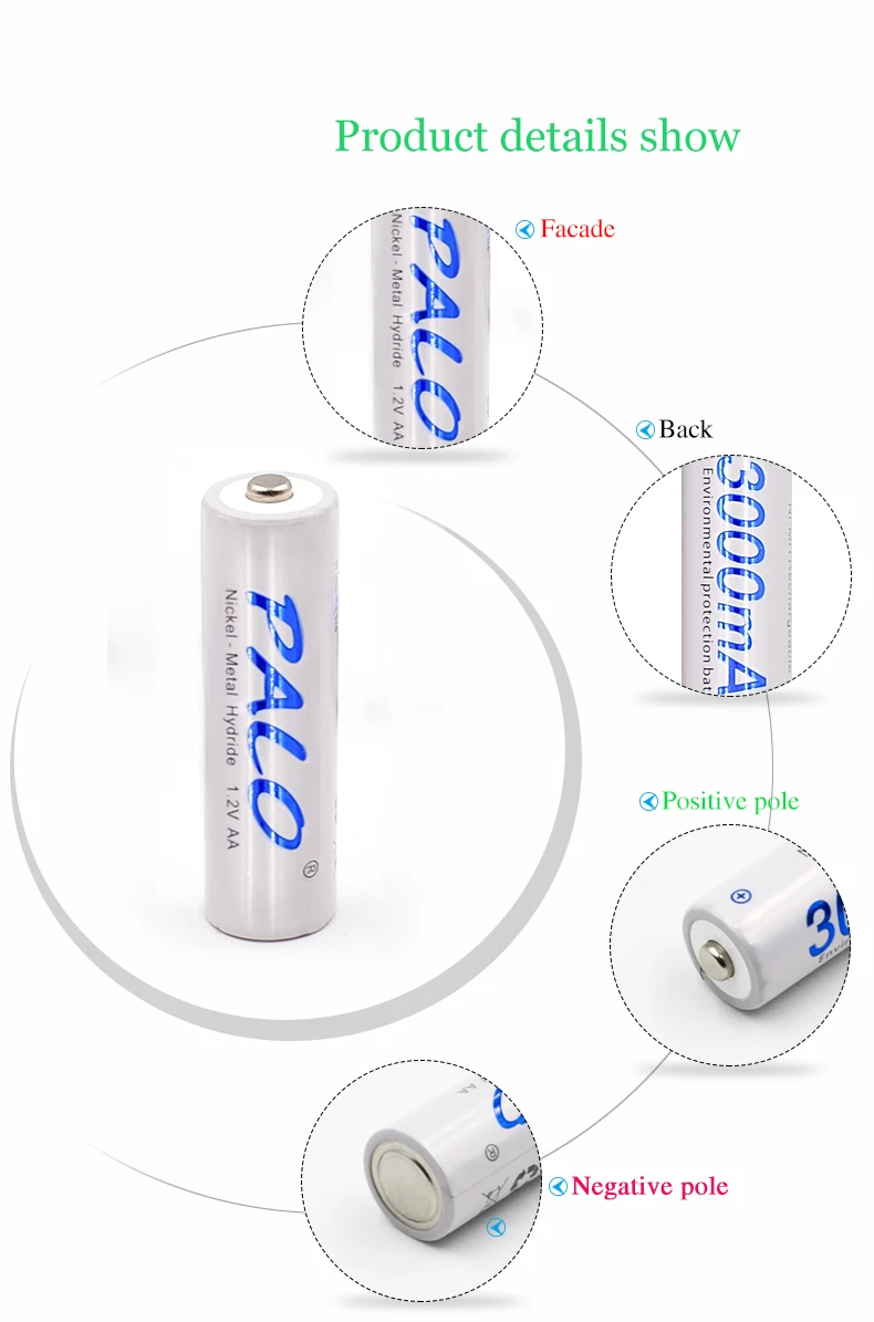 PALO 8 шт. AA батарея 3000mAh 1,2 V Ni-MH AA Аккумуляторы для камеры светодиодный светильник игрушки MP3 mp4 батареи для микрофона