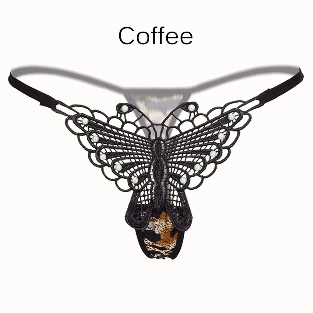 coffee Женские стринги и стринги трусы сексуальные трусики из хлопка с кружевами одноцветные милые бабочки нижнее белье стринги Новое поступление весна - Цвет: coffee