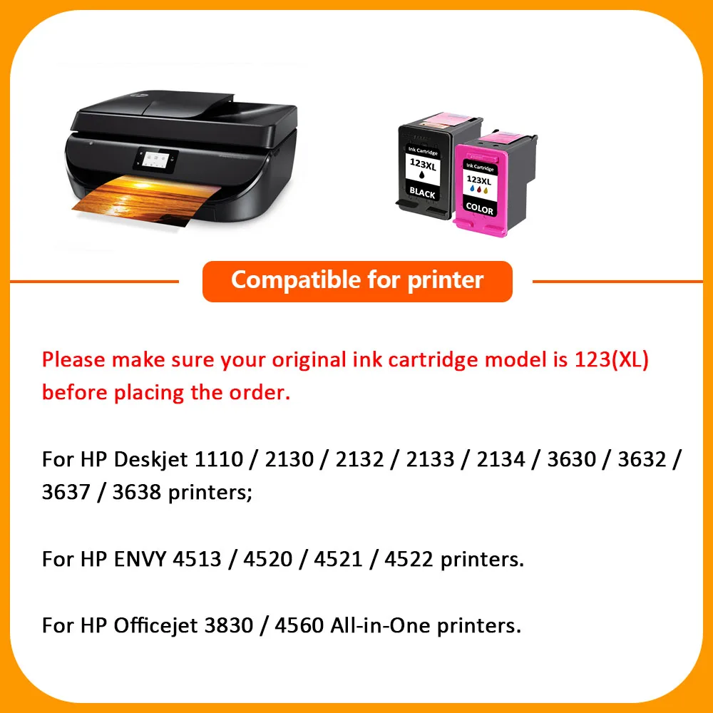 Заправляемый чернильный картридж XiangYu 123XL для HP 123 XL Deskjet 2133 2134 3630 3632 3638 3830 4520