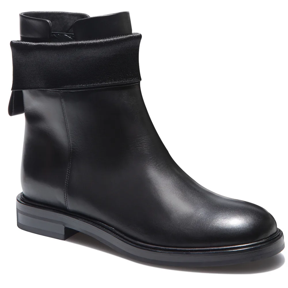 Женщин зимний снег черный Pleather круглый носок квартиры ботильоны обувь для