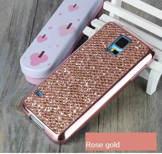 Rose Gold ТПУ Мягкий покрытый чехол с блестками для samsung Galaxy S4 S5 Mini J5 J7 Prime Note 5 4 Grand Prime G360 i9082 зеркальная задняя крышка - Цвет: Rose Gold