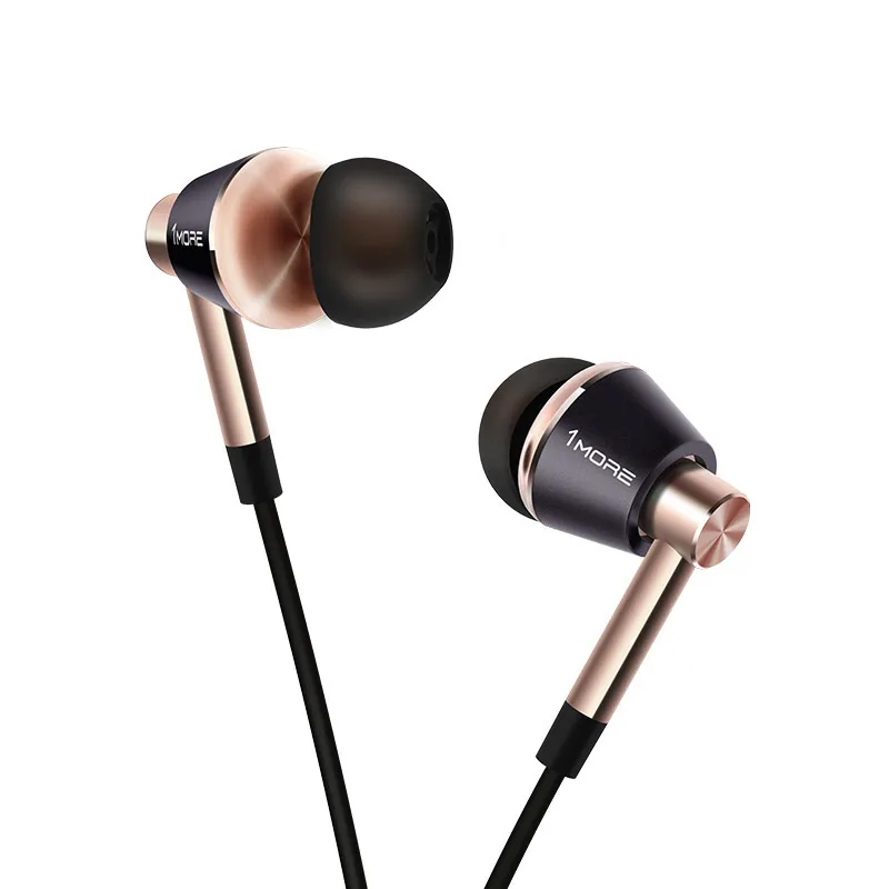 1 еще E1001 тройной драйвер наушники-вкладыши Наушники Auriculares с встроенным микрофоном и пультом дистанционного управления для IOS iPhone Xiaomi - Цвет: Gold