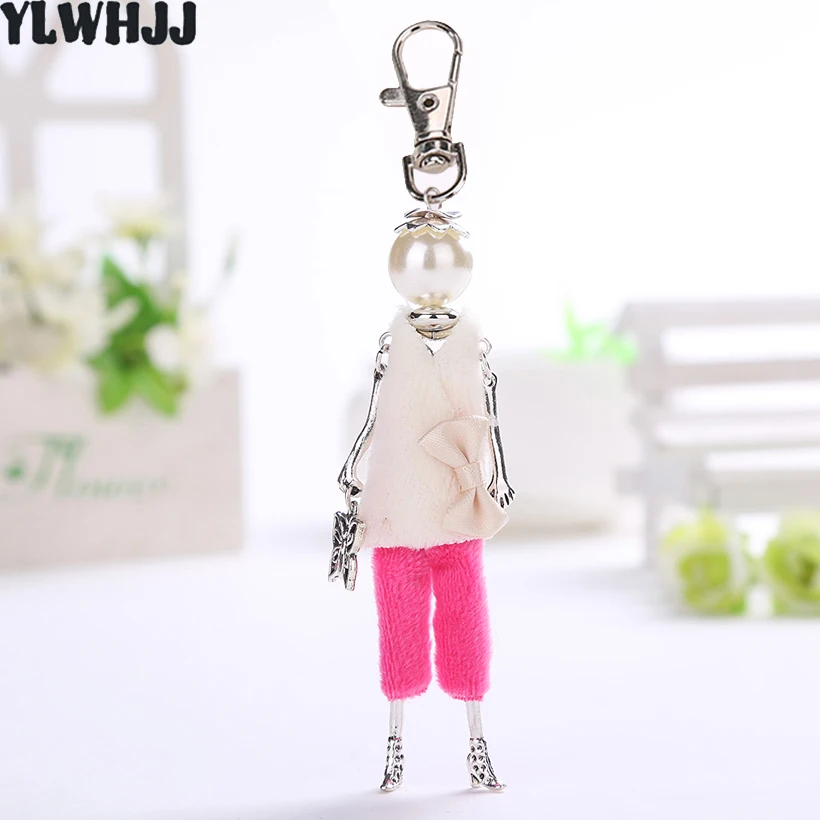 YLWHJJ 2018 new girl lovely White Red doll car keychain for women key chain Style Fashion jewelry bag pendant brand hot Handmade | Украшения