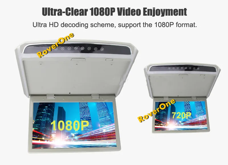 RoverOne 10,2 ''1024*600 Автомобильный цветной ЖК-монитор с креплением на крышу, откидной экран, мультимедийное видео потолочное крепление на крышу, дисплей