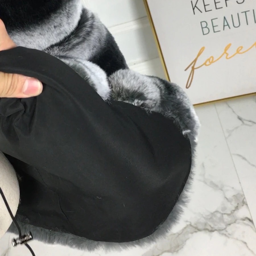 real rex rabbit fur coat short medium jacket warm for winter with fur hood