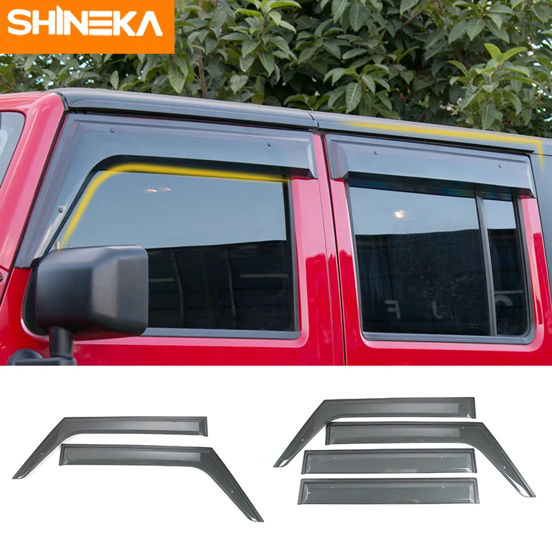 SHINEKA оконные козырьки для Jeep Wrangler, автомобильные окна, солнцезащитный козырек, дождевой козырек, защита для Jeep Wrangler 2007-, аксессуары
