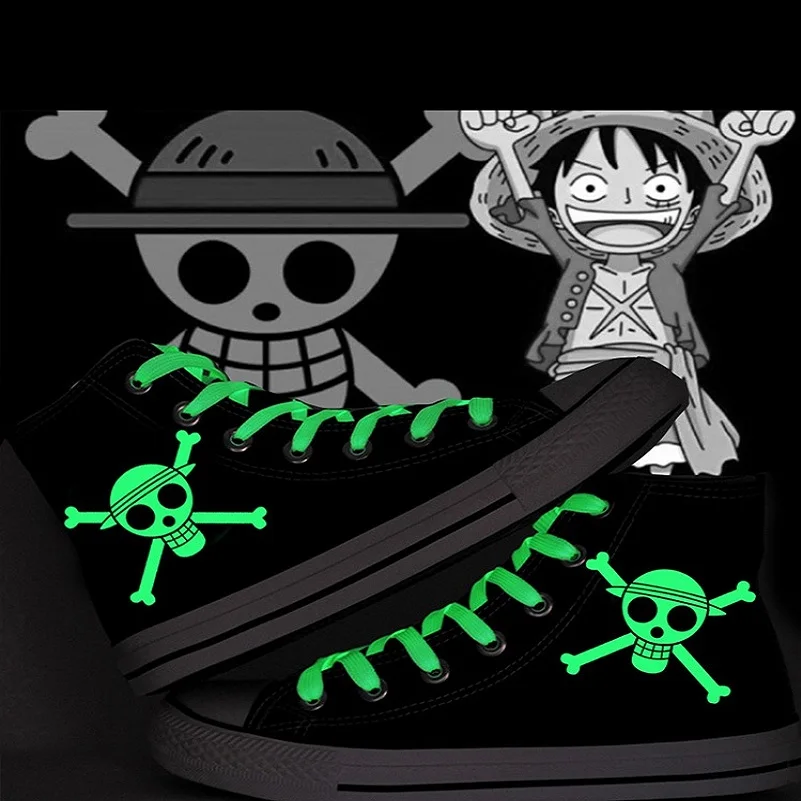 Высокое качество; обувь унисекс в стиле аниме; обувь из одного предмета; Trafalgar Law Luffy Roronoa Zoro; повседневная обувь с серебристыми люминесцентными плимсоллами; парусиновая обувь