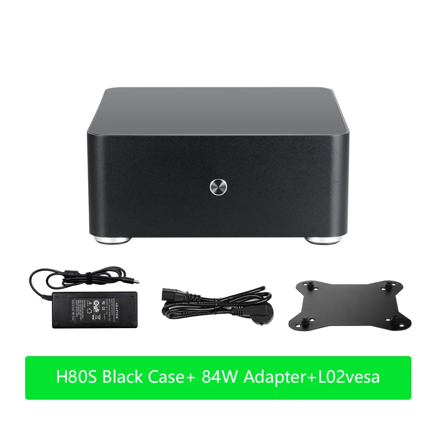 E. mini H80S Mini ITX компьютерный чехол ПК с алюминиевым корпусом шасси с двумя USB3.0 HTPC - Цвет: Black 84W PSU L02