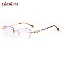 chashma brand colored lenses alloy glasses frame lunette de vue femme rimless spectacles diamond myopia glasses frames female