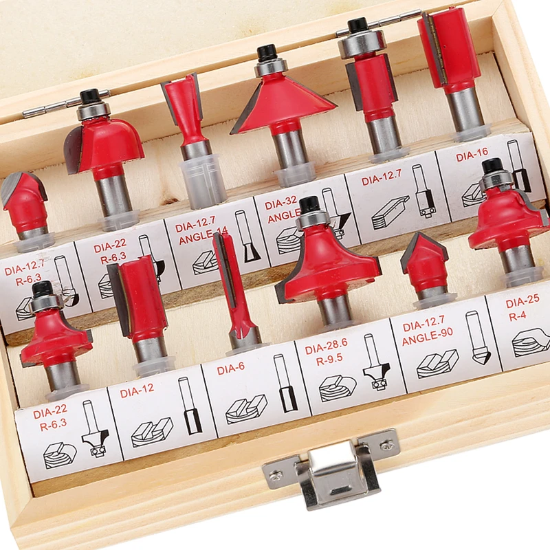 12 шт. Фрезерные фрезы 1/4 ''/8 мм/1/2'' хвостовик твердосплавный