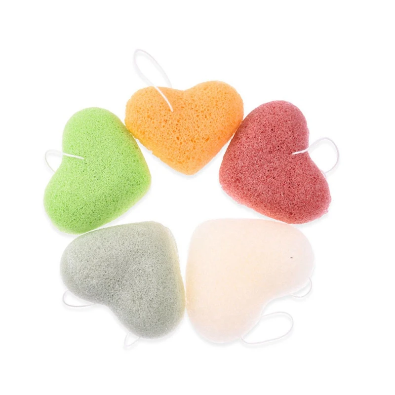 1 шт. мяч в форме сердца Натуральный коньяк Конняку затяжки для очистки лица Губка