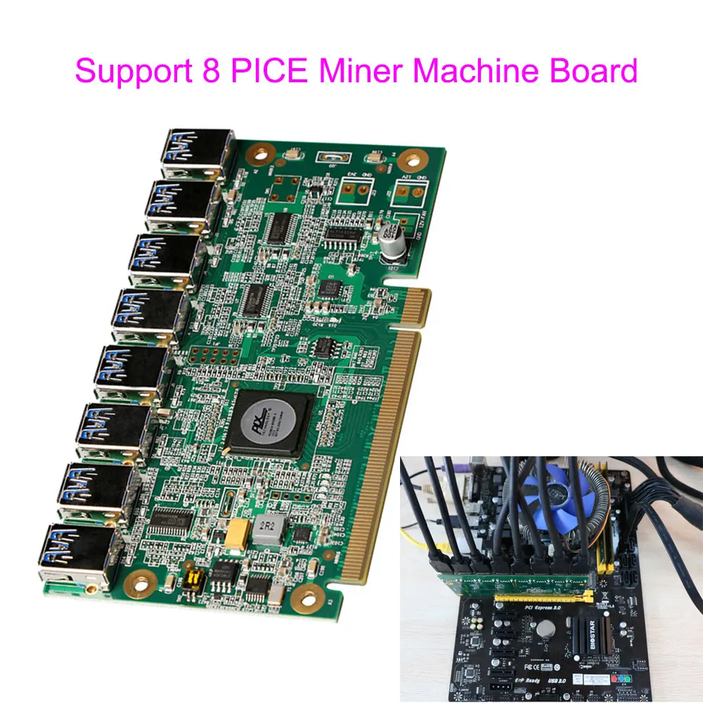 CNKESIN материнская плата PCI Express от 1 до 8 Mining Riser Card E x16 Data graphics SATA 8Pin адаптер карта для