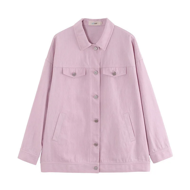 Light Purple INMAN, Осеннее, с отложным воротником, Ретро стиль, повседневное, подходит ко всему, свободное, корейское, модное, тонкое, женское, короткое пальто - Цвет: Light Purple