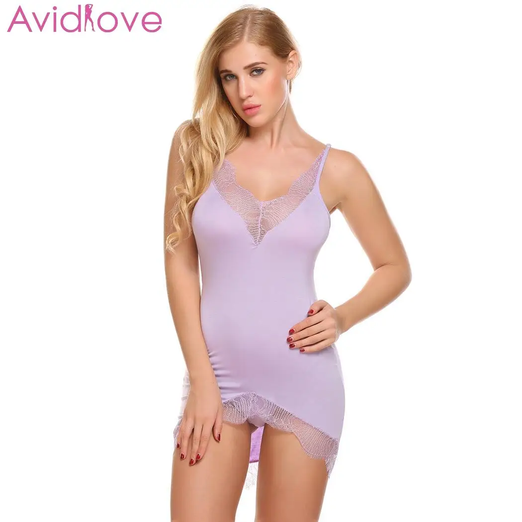 Женская ночная сорочка Avidlove рубашка с асимметричным кружевом и открытой спиной |