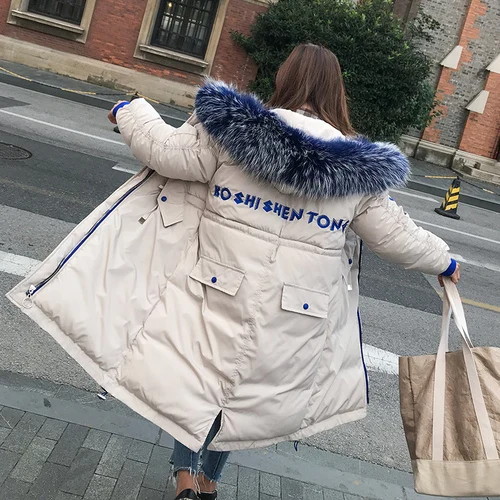 ZQLZ Winter Coat Women Plus Size Casual Hooded Big Fur Loose Cotton Pedded Jacket Femme Thick Snow Wear Ladies Parka Overcoat | Женская