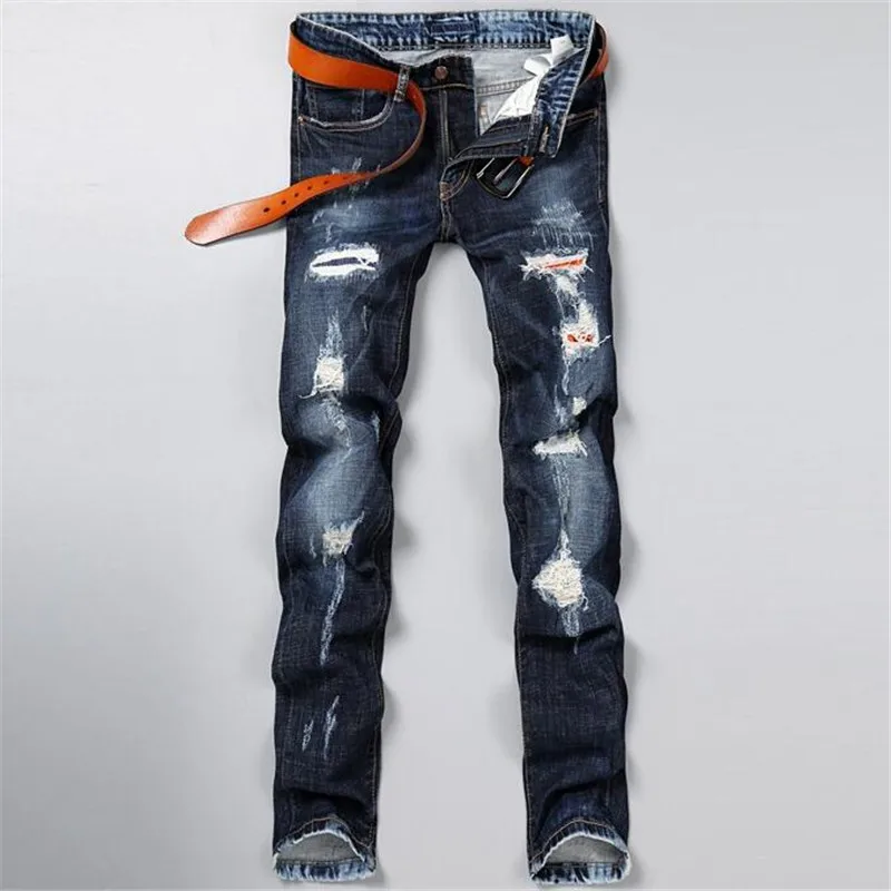 Джинсы в стиле хип-хоп уличная одежда облегающие рваные крутые джинсы для мужчин