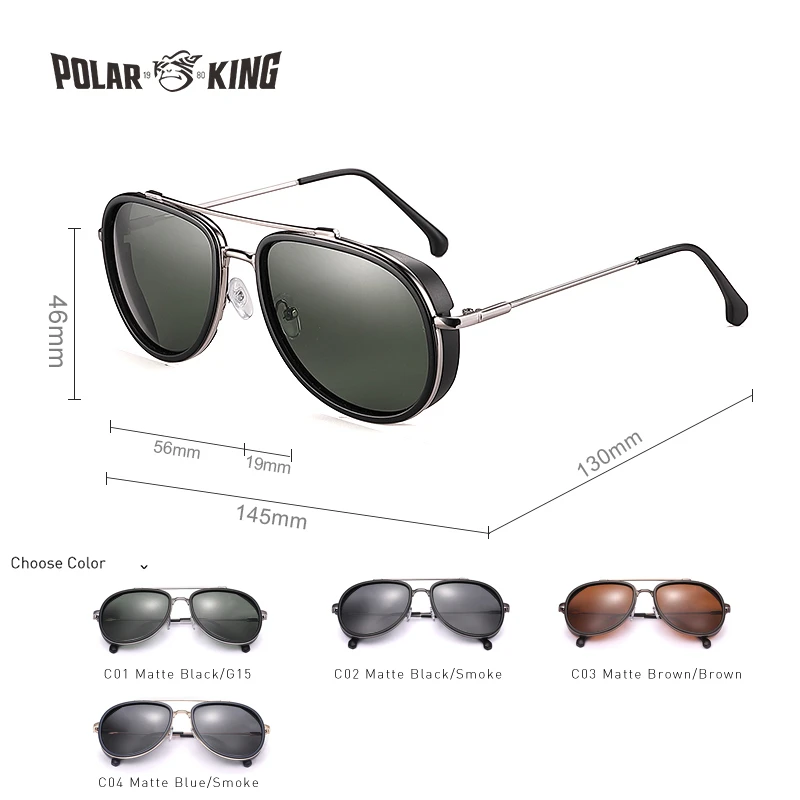 POLARKING Марка Steam Punk Поляризованные Мужские Солнцезащитные Очки Gafas De Sol Мужская Мода Вождения Металлические Солнцезащитные Очки Рыбалка Путешествия Очки