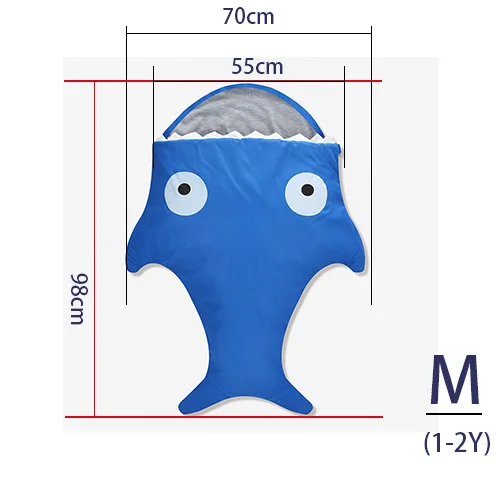 Blue M Четырехцветный спальный мешок с акулой для новорожденных, спальный мешок, зимний спальный мешок для коляски, Пеленальное Одеяло, постельное белье, милый детский спальный мешок - Цвет: Blue M