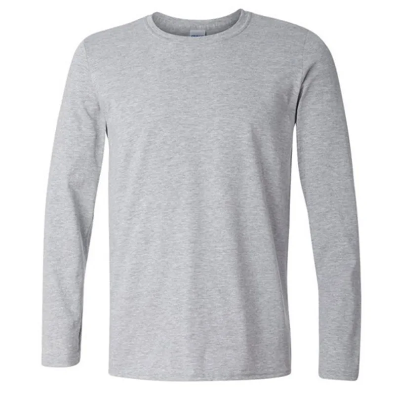 Gildan Brand Men's Long Sleeve T-shirts Spring Autumn Casual O Neck T Shirt Cotton New Fashion Fitness Tops&Tees Homme Camisetas