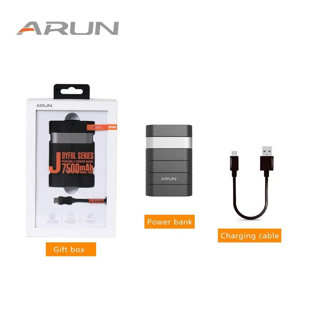 ARUN 7500 мАч Внешний аккумулятор внешний повербанк 2 USB портативное зарядное