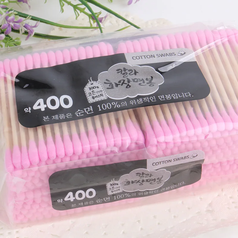 Корейский 400 шт/партия, ватные палочки ярких цветов, ватные палочки, палочки для макияжа, PJ45