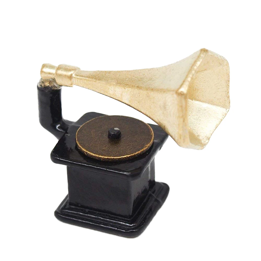 

Odoria 1:12 Miniature Vintage Gramophone Phonograph Model Victorian Style Ornament Dollhouse Accessories Doll House Decoration