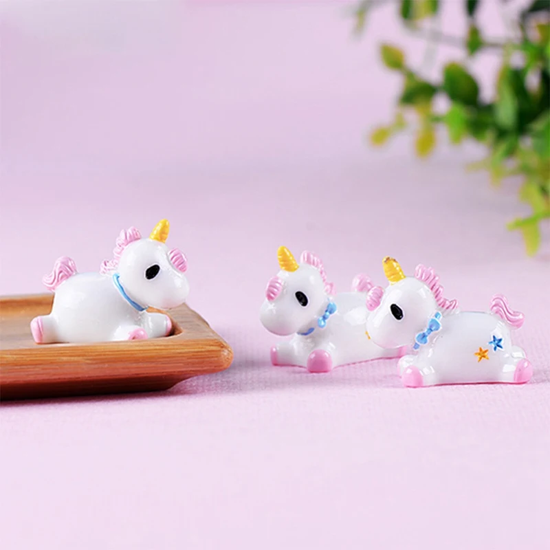 

1 Pc Unicorn Horse Figurine Miniature Statue Decoration For Mini Fairy Garden Micro Landscape Cartoon Animal Resin Craft
