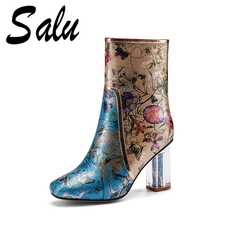 

Salu Top Quality Boots Women Ankle Boots Wedges High Heeled Autumn Winter Party Shoes Woman Lace-up Casual Shoes