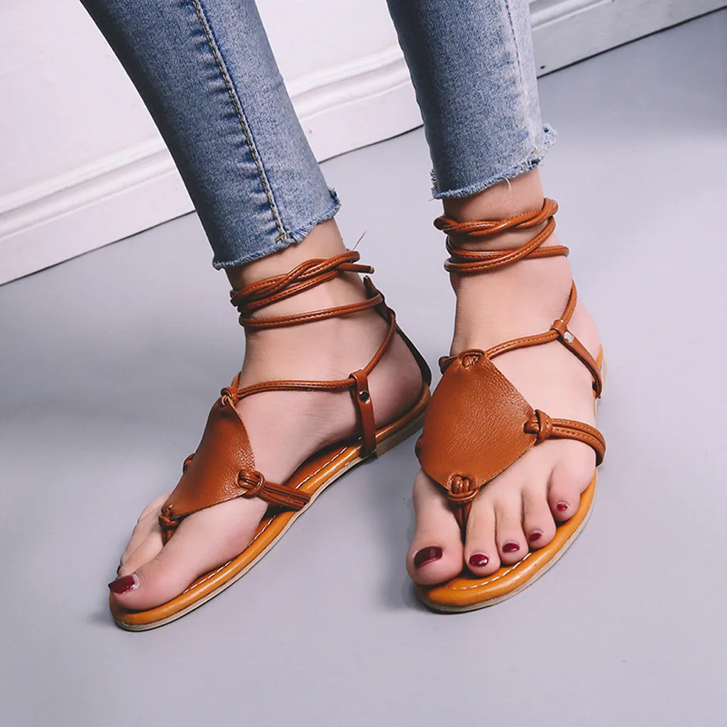 SAGACE женские летние однотонные пляжные дышащие сандалии на шнуровке с открытым