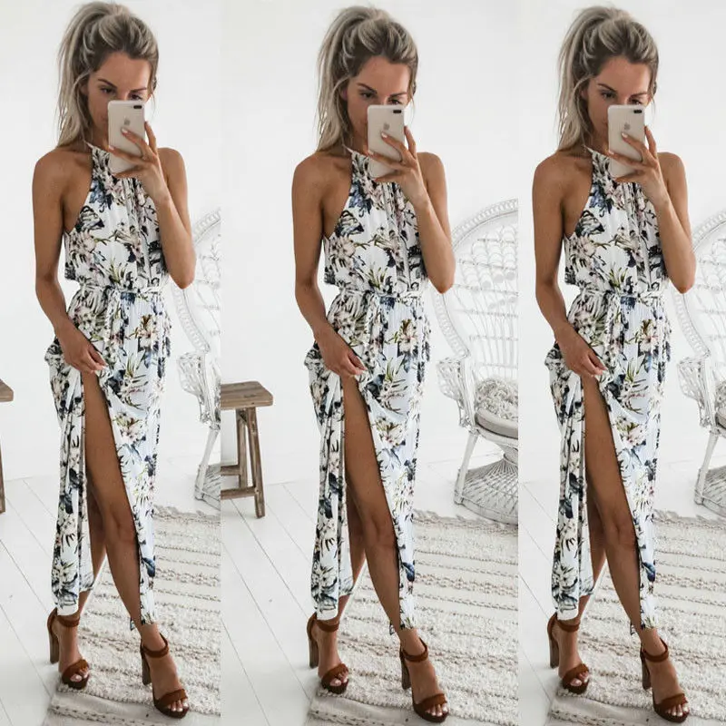 Женские летние Boho повседневные Длинные Макси Вечерние Коктейльные пляжные