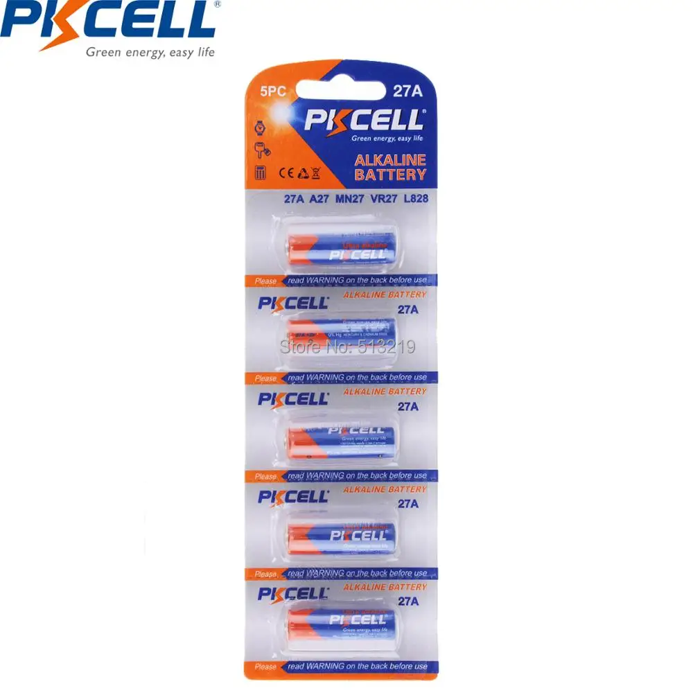 PKCELL 10 шт. 23A L1028 A23 A 23 RV08 и 27A 12V MN27 A27 L828 12v щелочные батареи первичные сухие