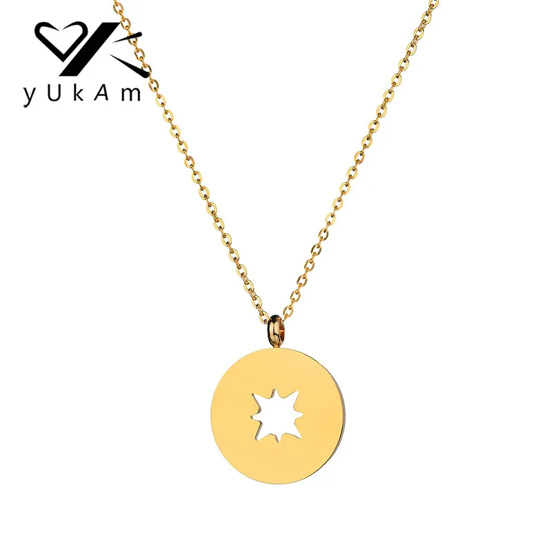 Минималистичное золотое ожерелье YUKAM из нержавеющей стали полые северные