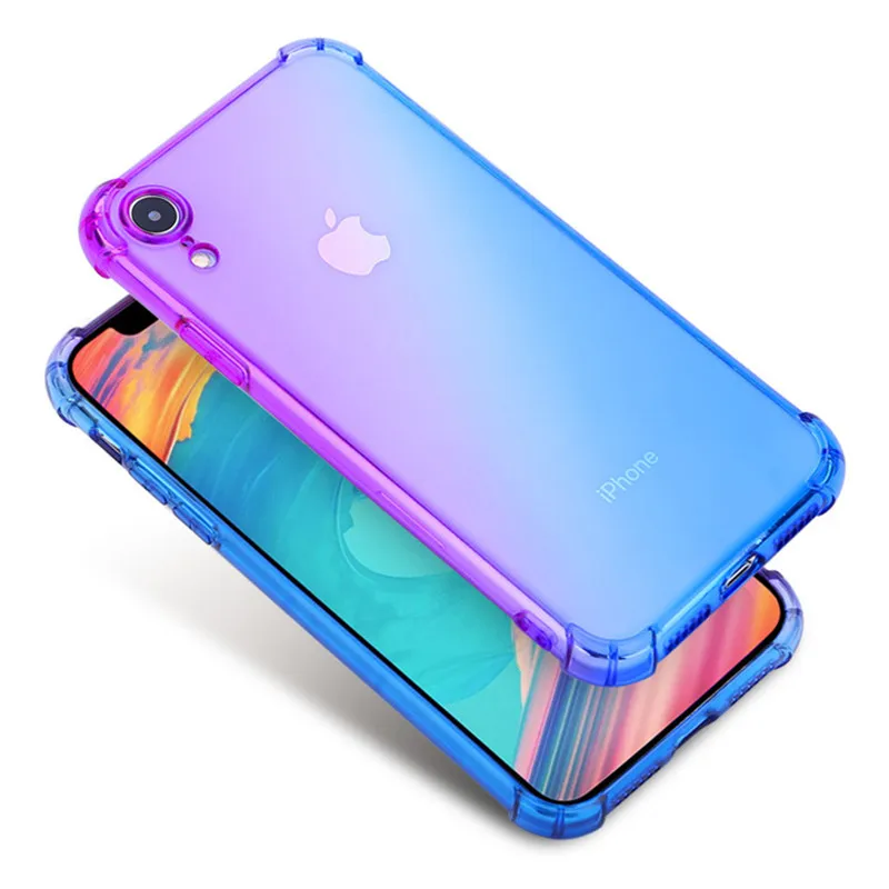 2018 новый двойной градиент цвета чехол для iPhone XR X 8 Plus 7 мягкий прозрачный ТПУ чехлы