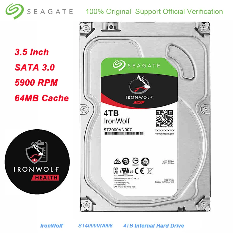 Жесткий диск Seagate 4 ТБ IronWolf SATA 3 0 внутренний жесткий с интерфейсом для настольного