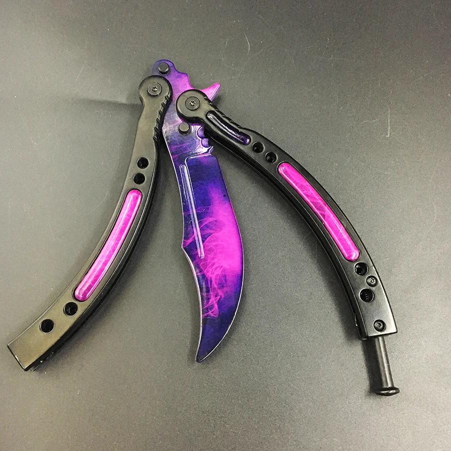 CS GO бабочка в ноже бабочка тренировочный нож из нержавеющей стали Karambit складной нож Лезвие подарок+ отвертка много стилей