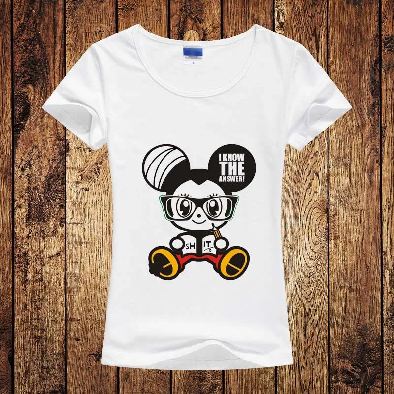 2016 Мода kawaii футболка Женщины Лето Топы Повседневная Микки печатных Футболка